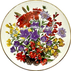 Franklin & Wedgwood Porcelain Plate: Flowers of July, Leslie Greenwood