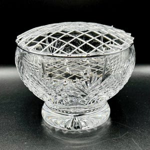 Vintage Royal Brierley Crystal Rose Bowl: Diamond Cut Flower Vase