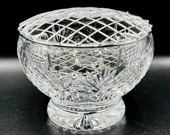Vintage Royal Brierley Crystal Rose Bowl: Diamond Cut Flower Vase