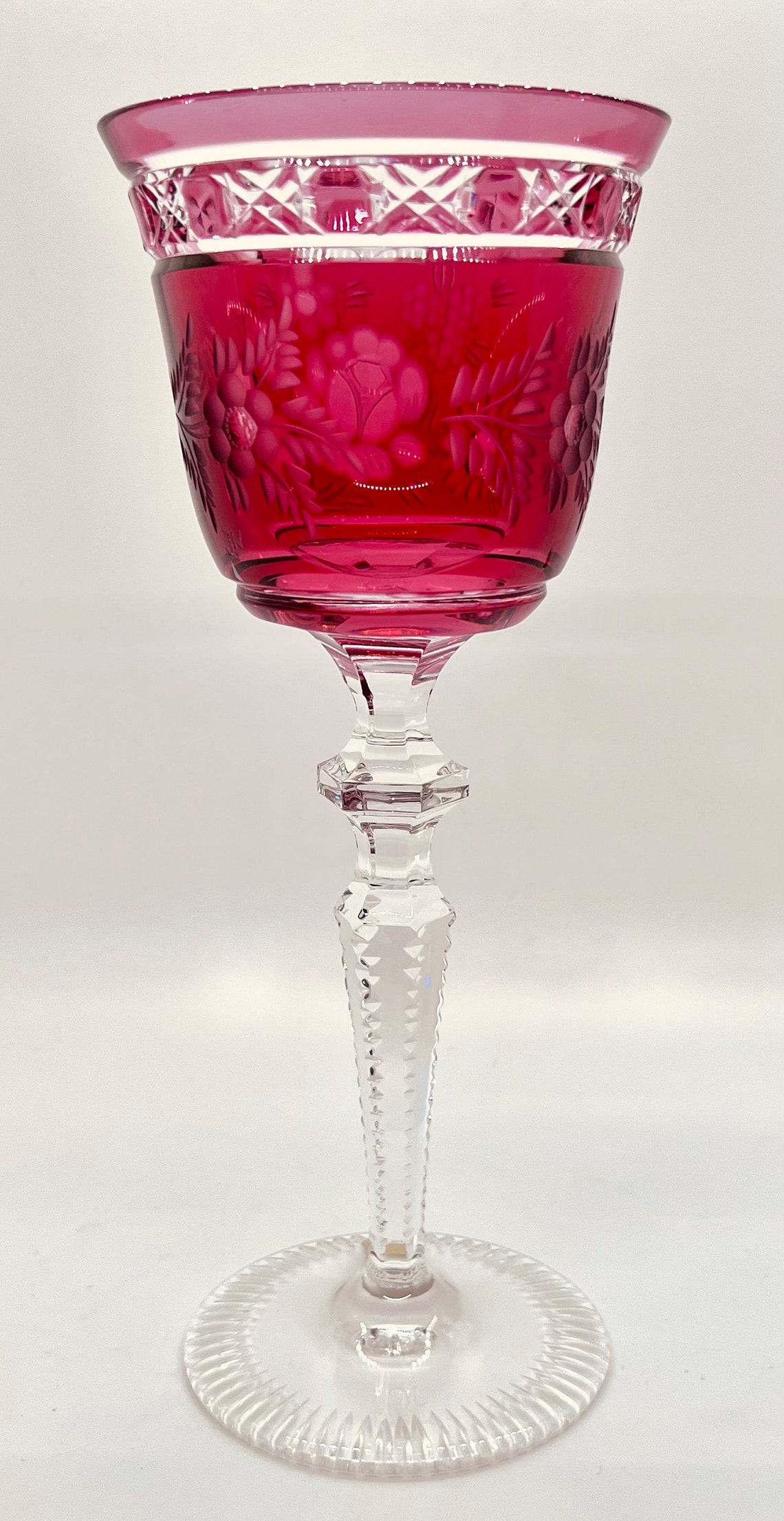 Meissen Crystal Cranberry Red Wine Glass Echt Meissner Bleikristall