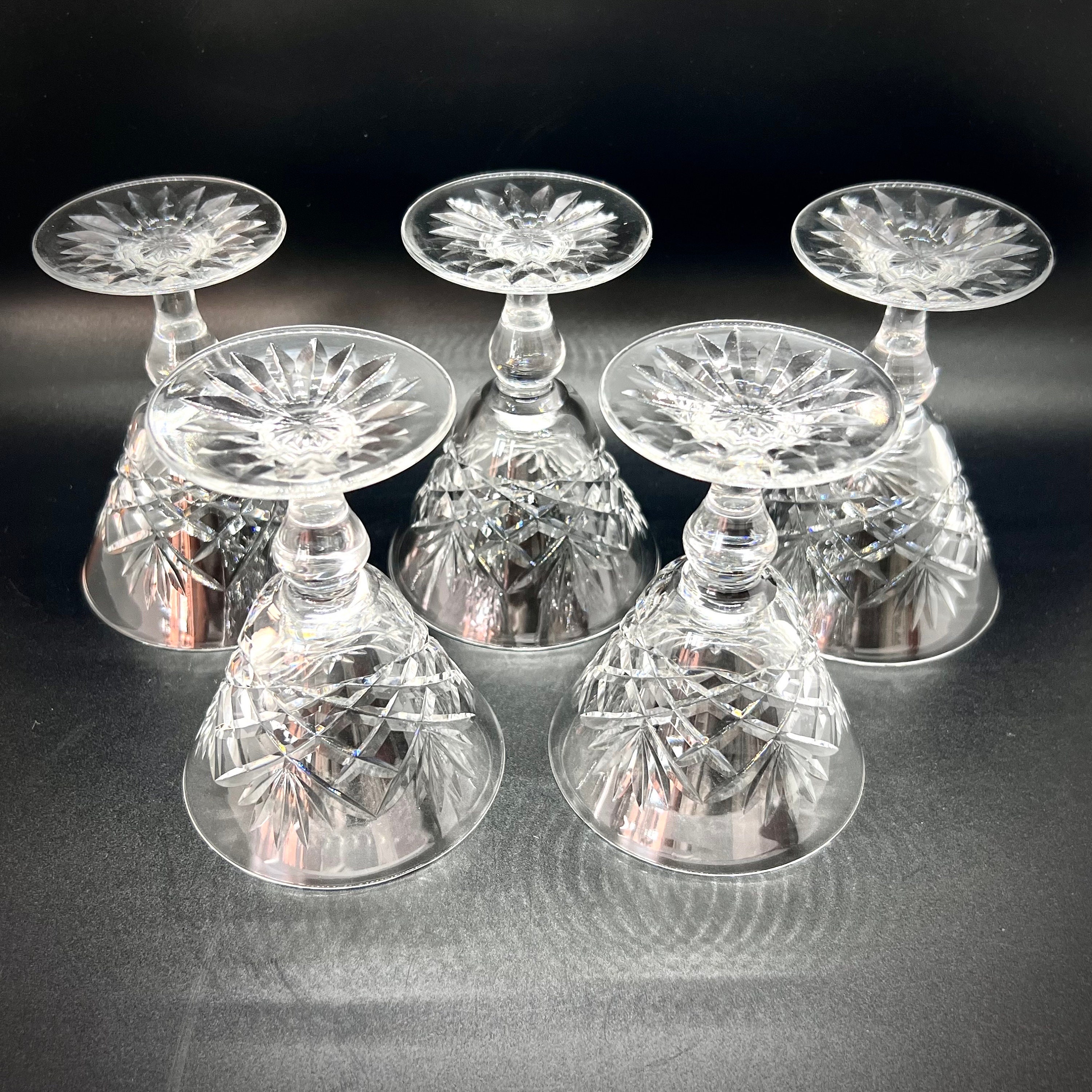 Vintage Cut Crystal Port Glasses 5 Short Stemmed Cordial Etsy