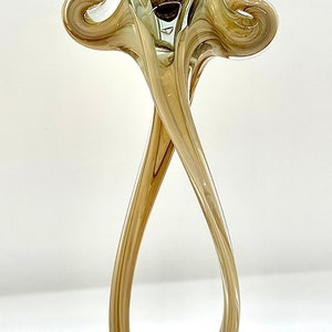 Vintage Murano Art Kerzenhalter aus Glas: Braun Amber Swirl Design