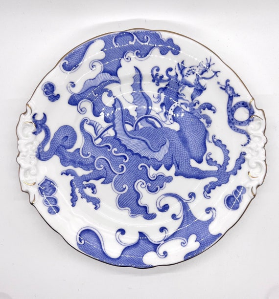 Blue & White Porcelain Plate - Dragon Design Blue & White Porcelain Plate - Dragon Design