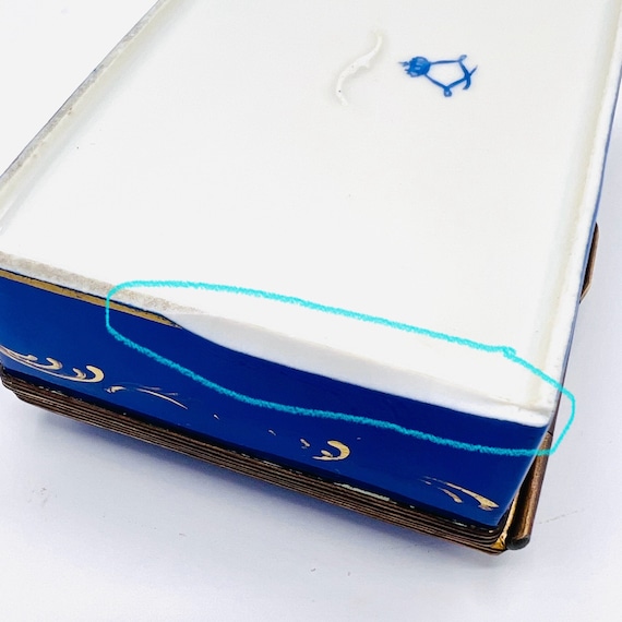 Large Porcelain Jewellery Box: Handpainted Floral Cobalt Blue