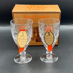 Vintage Royal Doulton Crystal Sherry Glasses: Georgian Cut, Set of 2