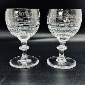 Vintage Webb Corbet Crystal Cordial Gläser: Grübchen geschnittener Portwein-Set