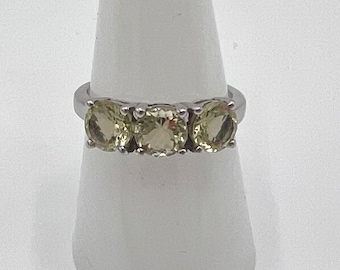 Vintage peridoot-trilogiering – sterlingzilver - art deco, geboortesteen augustus
