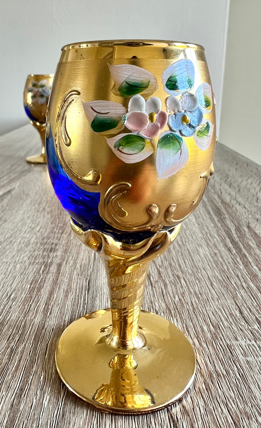 Venice MURANO BLUE GLASS Gold Gilded Rare Murano Salvadori Etsy