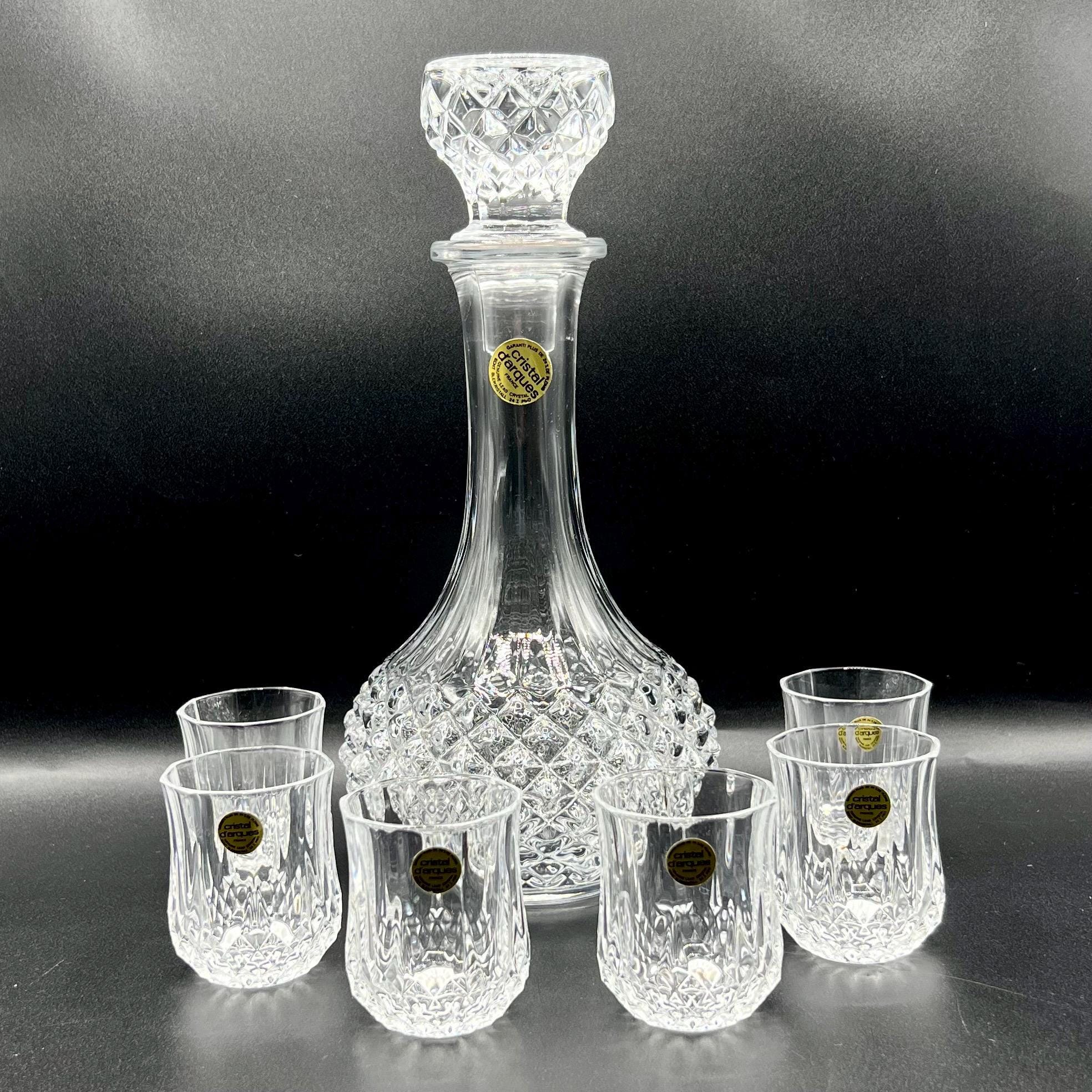 Vintage Shot Glasses, Cristal D'arques Longchamp Decanter Set