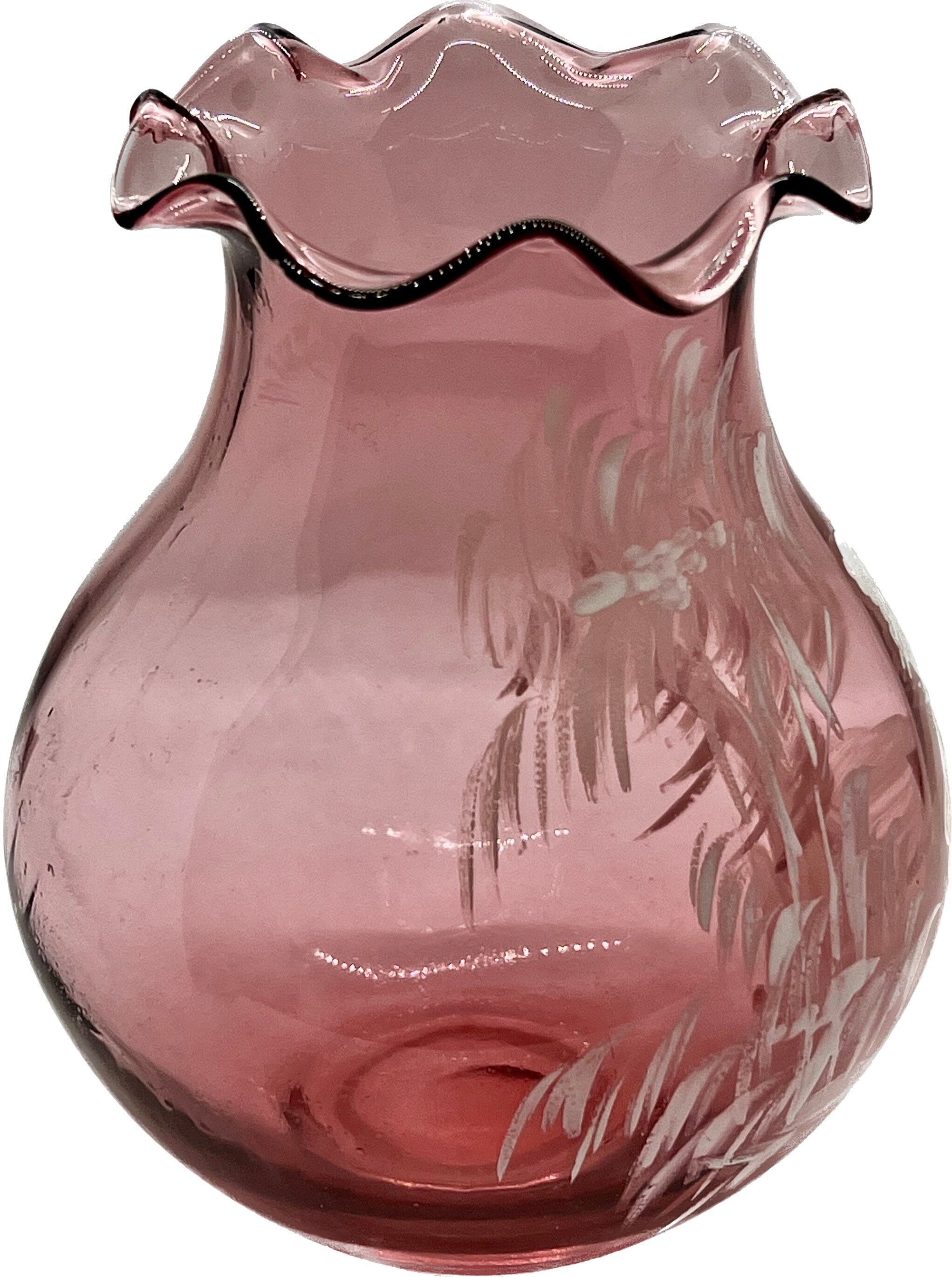 ヴィンテージ　グランベリーガラス　花瓶　メアリー グレゴリー インテリア アンティーク クランベリーガラス花瓶：ビクトリア朝時代のメアリー