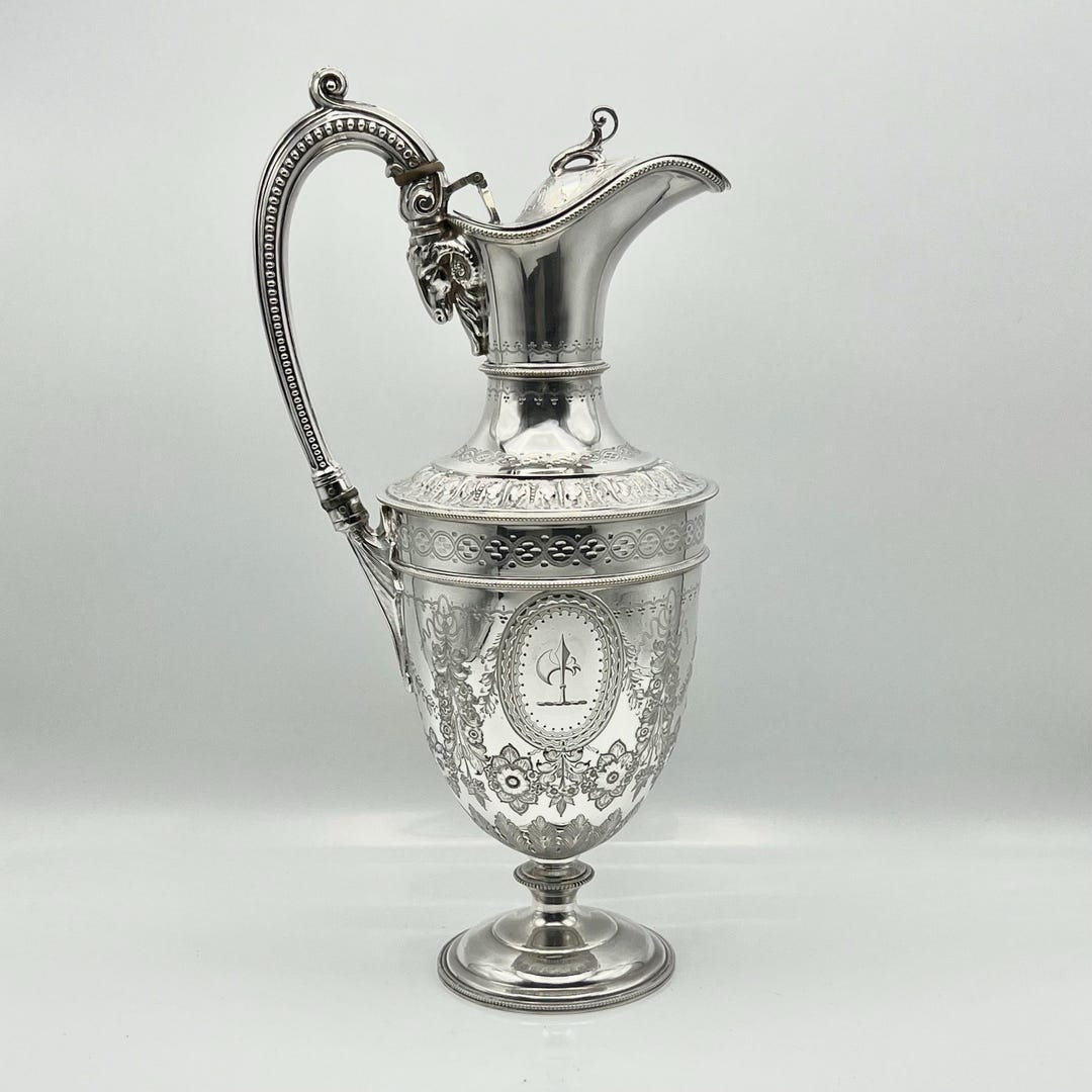 Victorian Silver Plated Claret Jug: James Deakin & Sons, Ram's