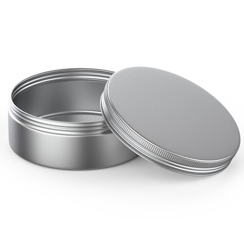 2 Unzen / 60 ml Schraubverschluss Runde Aluminium Blechdose Aufbewahrungsbehälter, nachfüllbar, flach, Silber