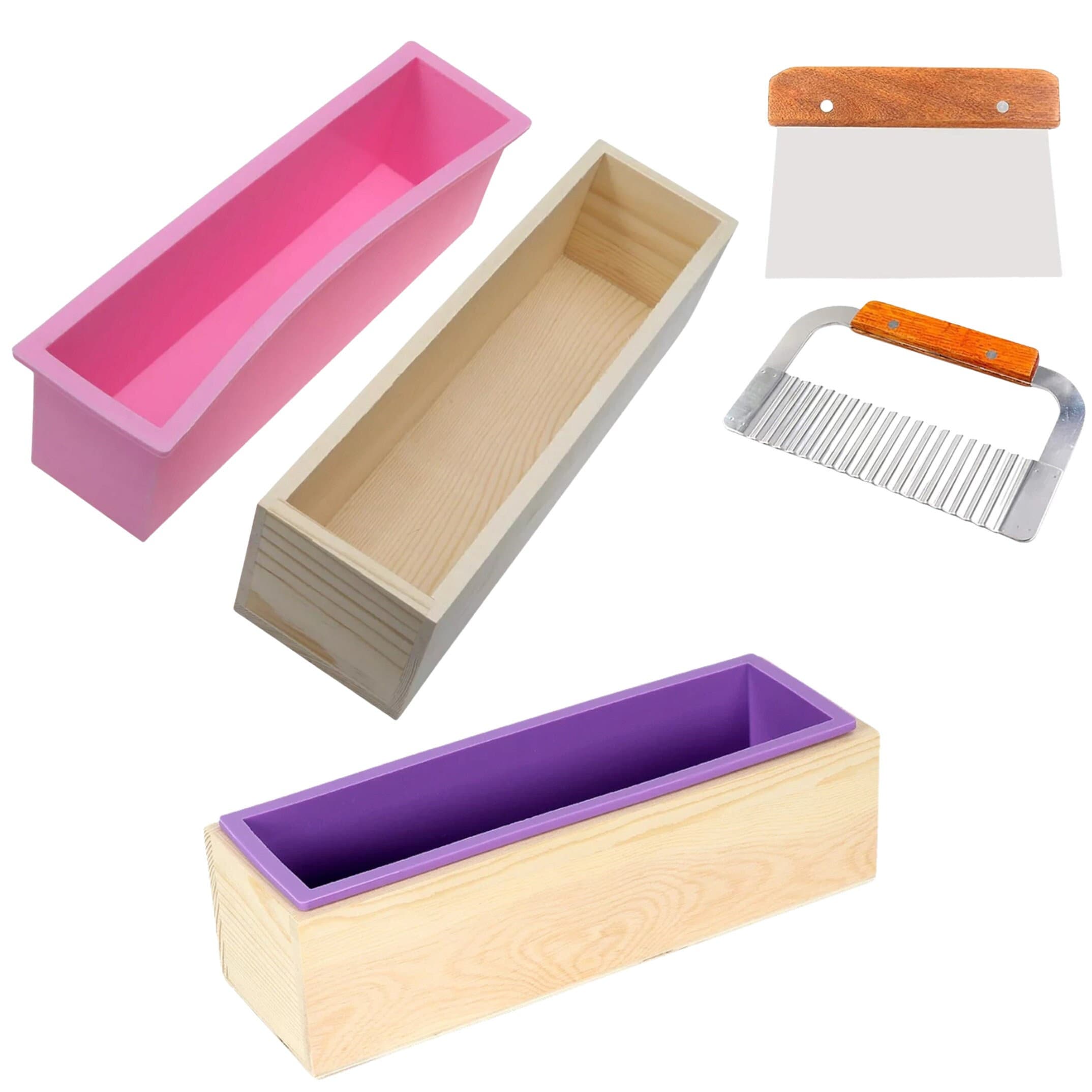 Rectangular Silicone Soap Mold Flexible Loaf Mould With Wood Box