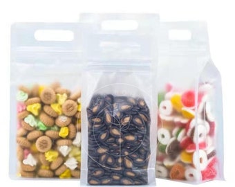 50 Pcs Frosted Plastic Packaging Pouch, Food Grade, Heat Sealable