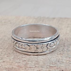 925 Sterling Silver Spinner Ring, Fidget Ring, Designer Spinner Ring, Anxiety Ring, Wedding Gift, Band Spinner Ring, Gift For Her.