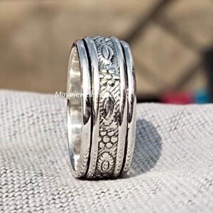Spinner Ring, 925 Sterling Silver  Ring, Fidget Ring, Spin Ring, Handmade Ring, Meditation Ring, Anxiety Ring, woman Ring ,Gift For Her.