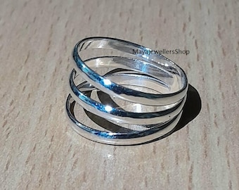 Sterling Silver Triple Band Ring: Minimalist Stacking Ring