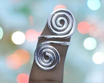 925 Sterling Silver Spiral Ring: Chunky Swirl Adjustable Band