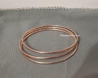 Rose Gold Plated Bangle Bracelet Set: Minimalist Stacking Bangles