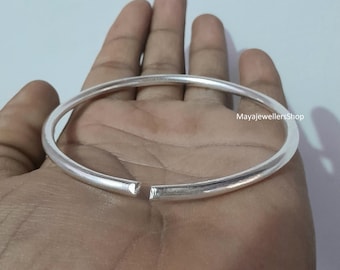 Handmade 925 Sterling Silver Bangle: Adjustable Open Cuff Kara