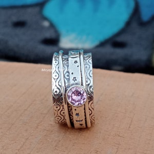 Amethyst Spinner Ring: 925 Sterling Silver Fidget Ring