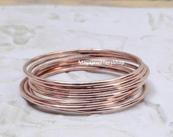 Thin Copper Bangle Bracelet | Handmade solid copper bangle| pure copper jewelry| solid copper bangle | Set of 9 Bangles | 9 Day Bangles