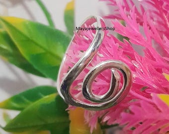 925 Sterling Silver Spiral Ring: Chunky Adjustable Swirl Design