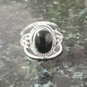 Genuine Black Onyx Ring, Black Onyx Sterling Silver Ring, Natural  Black Onyx Ring, Statement Ring, Valentines Day Gift, Boho Silver Ring,