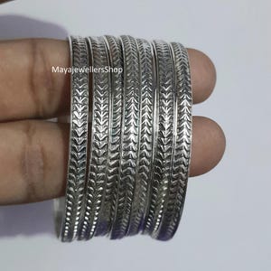 925 Sterling Silver Designer Bangles, Set Of 7 Bangles ,Handmade Bangle, Stackable Bangle, 7 Day Bangles ,Beautiful Bangles For Womens.