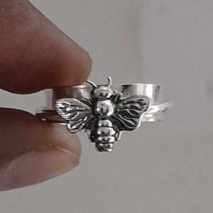 Anillo giratorio de abeja de miel, anillo de plata de ley 925, anillo de la amistad, anillo giratorio hecho a mano, anillo de concentración, anillo de meditación, regalo para ella.