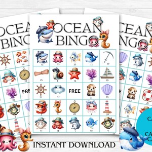 Oceaanbingo, onderwaterbingokaart, afdrukbaar spel voor kinderen, oceaanspel, gezelschapsspelletjes, activiteit in de klas