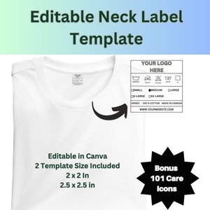 Editable Clothing Label PNG | T-Shirt Neck Tag Label | Garment Care Tag | Wash Instruction | Clothing Tag Template | Shirt Label Template