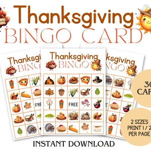 Thanksgiving Bingo Card  | Thanksgiving Activity | Kids Thanksgiving Party Game | Carte Bingo For Kids | Party Game｜BingoThanksgiving