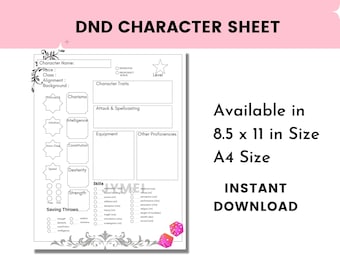 Dnd Character Sheet | Printable Dnd 5e Character Sheet PDF | Custom Made