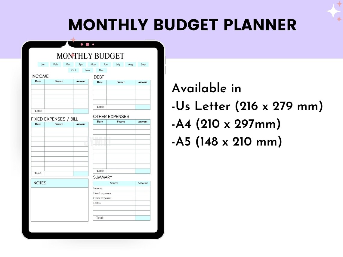 Printable Monthly Budget for Smart Money Management |monthly Budget PDF | Finance Planner | A4 ...