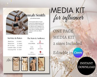 Media Kit Template | Media Kit Tiltok | Influencer Media Kit Template | One Sheet Social Media Kit | Influencer Press Kit | Blogger