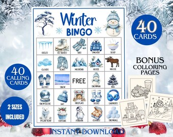 Winter-Bingo, Winteraktivität für Kinder, Winterspiel, Winter-Klassenzimmeraktivität, druckbares Winterspiel, Spiele für Kinder und Erwachsene