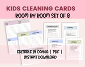 Editable Family Cleaning Cards | Kids Cleaning Card | Weekly Responsibility List For Kids | Chore Chat Checklist | PDF | Instant Download