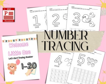 Printable Number Tracing Worksheet for kids | Pre School Tracing Number | Learning Number Pre School | Daycare Worksheet | Instant Download|