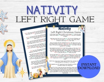 Nativity Story Left Right Game, Pass The Prize, Left Right Christmas Game, Christmas Bible Game, Printable  Christmas Game