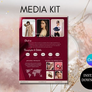 Plantilla de kit de medios / Kit de redes sociales para bloggers / Plantilla de tarjeta de tarifas para influencers / Plantilla de Canva para kit de medios de 1 página / Influencer Bloguero / Tiktok