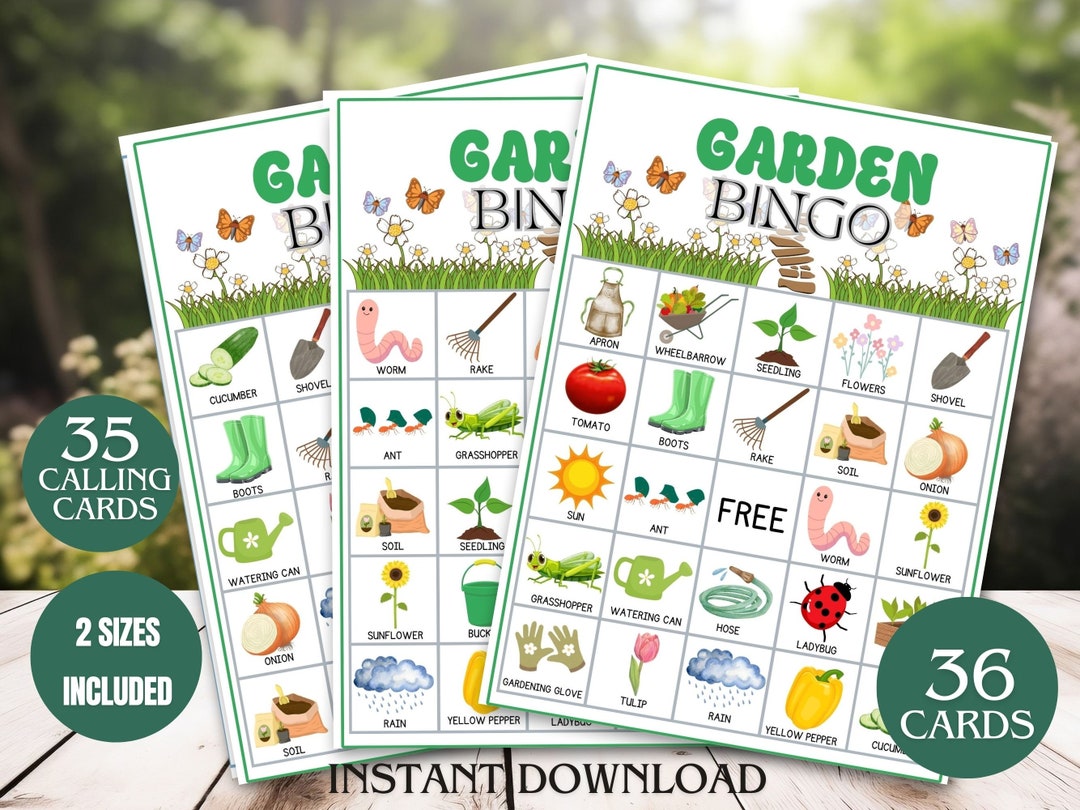 60 Plant Bingo Game Cards, Green House Plant Bingo Boards