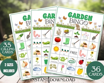 Garten Bingo zum Ausdrucken, Gartenspiel, Gartenarbeit Spiel für Kinder, Klassenzimmer Aktivitäten, Prefilled Bingo, Bingo Karte, Garten Party