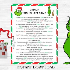 Left Right Christmas Game Grinch Game Gift Exchange Game Christmas ...