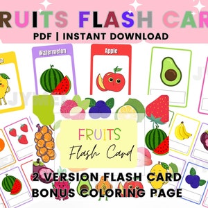 Scheda Flash di Frutta Stampabile / Materiale di Apprendimento Montessori per Bambini / Strumenti di Apprendimento Prescolare / Scheda Flash di Frutta Stampabile per Bambini
