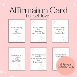 30 Cartões de Afirmação Positiva | Citações Inspiradoras | Cartão de Atenção Plena | Cartões de Afirmação de Amor Próprio Download Digital