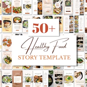50 Food Instagram Story for Blogger, Food Health Instagram Canva, Foodie Instagram Template, Vegetarian Story, Food Canva Story Template