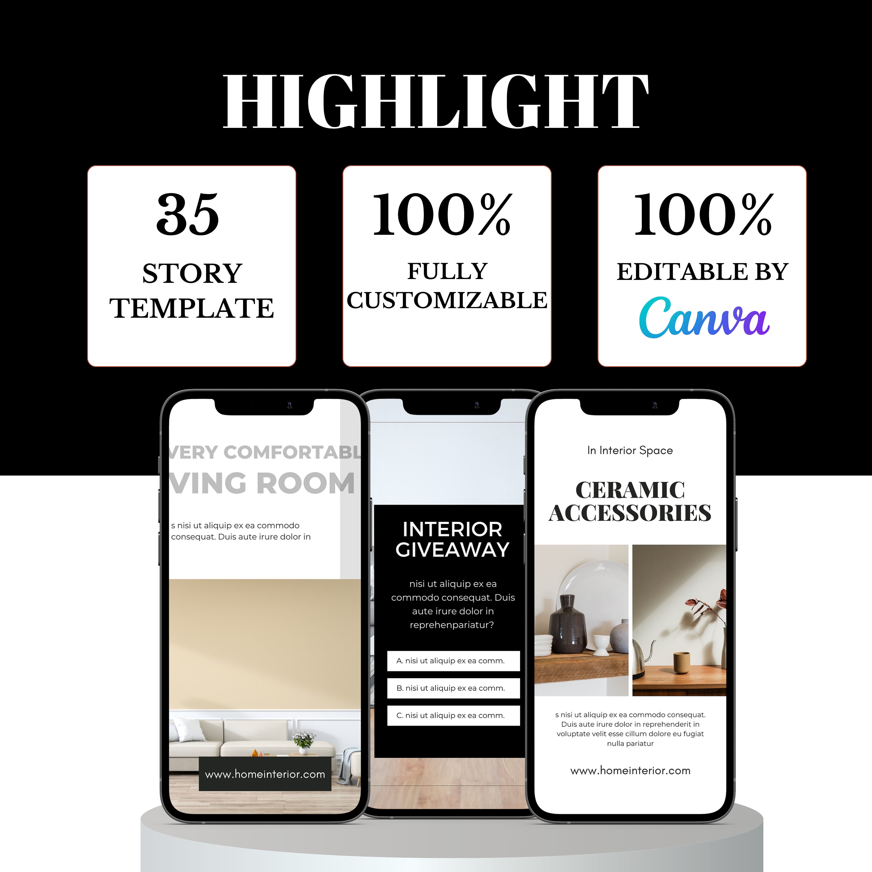 35 Minimalist Interior Design Story | Instagram Story Template Canva ...