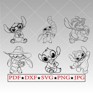 Stich geschnitten Datei für Geschenke Stich Design SVG-Clipart-Dateien Stich SVG-Dateien für Cricut Geburtstags-Svg-Dateien Niedliche PNG PNG Stich-Svg-Datei