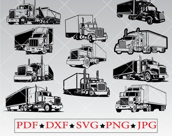 Semi Truck SVG Bundle, Trailer Hauler PNG Clipart (Digital Download)